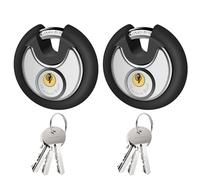 Puroma Keyed Padlock, Stainless Steel Lock Heavy Duty Locks with 6 Keys, Waterproof and Rustproof Storage Lock with Rubber Bumper for Warehouse, Garage, Storage Locker, and Outdoors (2 Pack)
