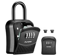 Puroma Lock Box Combination Key Lock Box, Wall-Mounted Portable Storage Lockbox for Keys with Resettable Code, Outside Safe Security Box for House, Apartment, Office Key Storage (1 Pack, Black)