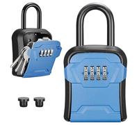 Puroma Lock Box, Key Lock Box Wall Mount & Portable Combination Lockbox with Resettable Code, Security Lockbox for Outside House Keys, Apartment Realtors Spare Keys Storage (1 Pack, Blue)