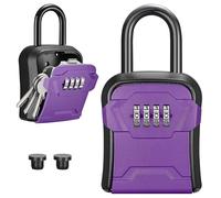 Puroma Lock Box, Key Lock Box Wall Mount & Portable Combination Lockbox with Resettable Code, Security Lockbox for Outside House Keys, Apartment Realtors Spare Keys Storage (1 Pack, Purple)