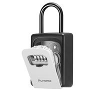 Puroma Lock Box, Large Key Lock Box Resettable Combination Code Lockbox, Portable Wall Mount Lockbox Security Safe Box for Outside Outdoor Home Office Door Handle House Key, Gray (1 Pack)