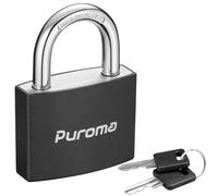 Puroma Lock Keyed Padlock, 1 Pack Aluminum Locks with 2 Keys Alike, 7/8 Inch Locker Lock 43mm Small Padlocks for Gate, Fence, Shed, Toolbox, School Gym Locker (Black)