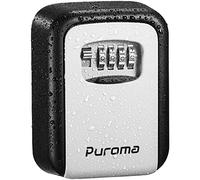 Puroma Security Key Lock Box, 4-Digit Combination Waterproof Key Storage Lockbox Wall Mount 5 Key Large Capacity for House, Special Car Key, ID Card (Black & Gray)