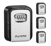 Puroma Security Key Lock Box, 4-Digit Combination Waterproof Safe Storage Lockbox with Code Wall Mount Large Capacity for Outdoor Outside House Dorm Office ID Card (4 Pack, Black & Gray)