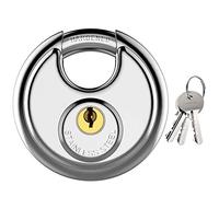 Puroma Stainless Steel Discus Keyed Padlock Waterproof and Rustproof Storage Lock with 3 Keys and 5/16 Inch Stainless Steel Shackle for Storage Facilities, Tool Box, Gate, Fence, Garage, and Outdoors