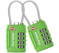 Puroma TSA Approved Luggage Lock, 4 Digit Combination Travel Locks Resettable Code Lock with Zinc Alloy Body for Suitcase, Toolbox, Backpack, Bag, Gym Locker, Basic Green, Classic