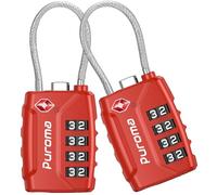 Puroma TSA Approved Luggage Lock, 4 Digit Combination Travel Locks Resettable Code Lock with Zinc Alloy Body for Suitcase, Toolbox, Backpack, Bag, Gym Locker, Basic Red, secure