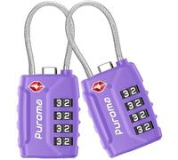 Puroma TSA Approved Luggage Lock, 4 Digit Combination Travel Locks Resettable Code Lock with Zinc Alloy Body for Suitcase, Toolbox, Backpack, Bag, Gym Locker, Basic Purple, Classic