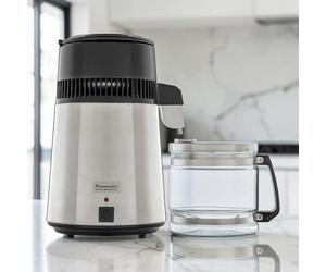 Puromatic Water Distiller Machine, 4 Litre Stainless Steel, Best Value Home Distiller, Purest Water for Drinking, CPAP & Autoclaves, 750W, Glass Jug