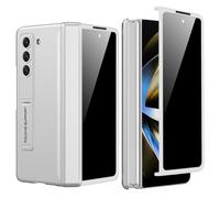 PUROOM for Samsung Galaxy Z Fold 5 Case with Privacy Screen Protector, New Magnetic Coverage Hinge Protective All-Inclusive & Built-in Adjustable Kickstand Shockproof Case (Silver)