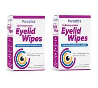 Puroptics Eyelid Wipes | Suitable for use with Sensitive Eyes, Dry Eyes, Blepharitis & MGD | Detergent and Preservative Free | 20 Individually Wrapped Eyelid Cleansing Wipes (2)