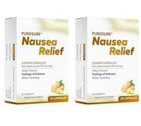 Purosure Nausea Relief Ginger Capsules for Travel Sickness Relief, 250 mg (20) (Pack of 2)
