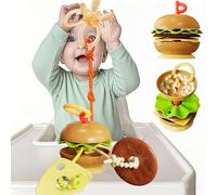 Purphy Burger 6 Months Baby toys, High Chair Toys, Baby Teething Toy Multifunctional Activity Toys Set with Snack Bowl for Restaurant and Travel 3 Tethers Keep from Falling