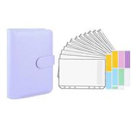 (purple) 1 Set Budgets Planner Handbook Transparent Pockets Waterproof Faux Leather Receipt Coupon Cash Envelope Binder Office Supplies