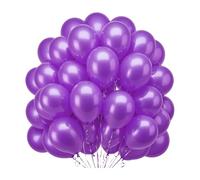 Purple 10" Latex Balloons - Helium-Grade Plain Balloons for Birthday Parties, Weddings, Baby Showers, Christmas & Event Decorations - Durable & Versatile Party Supplies - 50 Pcs