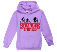 (Purple, 11-12 Years) Girls Stranger Things Printed Hoodie Kids Hooded Pullover Sweatshirt Casual Long Sleeve Hoody Tops 9-14 Years