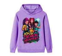 (Purple, 150cm) Kpop Demon Hunter Girls Group Middle and Large Children's Boys and Girls Hoodies Sweatshirt B1213