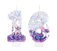 Purple 16 Butterfly Birthday Candles, 3D Glitter Sequin Numeral Candles for Cake Toppers - Happy First Birthday