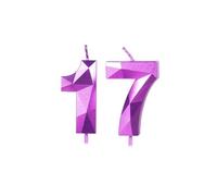 Purple 17th Birthday Candles for Cake, Number 17 Candle for 17th Birthday Decorations, 3D Design Cake Topper Decor for Boy Girl Women Men Birthday Theme Party Weddings Anniversary Celebration Supplies
