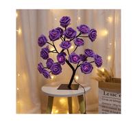 (Purple) 1pc LED Rose Flower Table Lamp - Romantic Fairy Lights with 24 LEDs, USB Powered, Valentine's Day, Christmas, Wedding, Bedroom Decoration