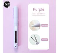 (Purple) 1pc Mini Color Folding Scissor Pen Cutter Portable Size Safe Ceramic Pencutter Utility Knife for Paper Work Diary School
