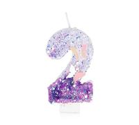 Purple 2 Butterfly Birthday Candles - 3D Glitter Sequin Numeral Candles for First Birthday Cake Topper Decorations