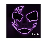 (Purple 2) Neon Light LED Mask LED Halloween Scary Mask Cosplay Party Masque Masquerade