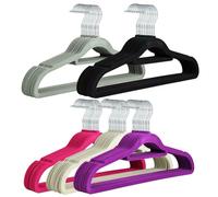 (Purple, 20 Pcs) MantraRaj Non-Slip Flocked Velvet Hangers Space Saving Coat Clothes Hangers With Trouser Bar And Tie Bar360° Swivel Hooks