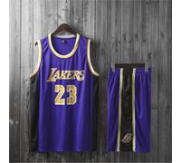 (Purple 23#, 160cm) Lakers LeBron James adult and children's jersey set