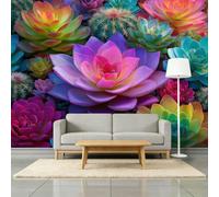 Purple 3D Effect Photo Mural 250W x 175H cm, American Style Succulent Cactus Premium Non-Woven Mural Wallpaper for Lounge Playroom Bedroom Nursery Feature Walls - Purple Bespoke Wall Art Decoration