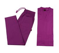 (Purple, 3XL) Medical TOP & TROUSER SCRUB SET 100% Cotton scrubs