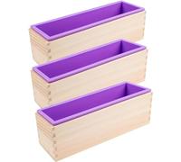 Purple 42oz Silicone Soap Molds, Set of 3 Rectangular Loaf Molds, Flexible - DIY Handmade Soap & Candle Making Kit