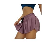 (Purple, 4XL) Women's Yoga Quick Dry Shorts 2 In 1 Sports Running Fitness Workout Gym Breathable Multi Function