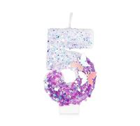 Purple 5 Butterfly Birthday Candles - 3D Glitter Sequin Numeral Candles for First Birthday Cake Topper Decorations