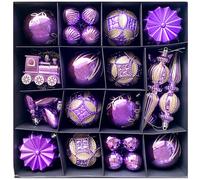 Purple 60 Piece Hanging Christmas Tree Baubles