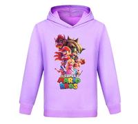 (Purple, 7-8Y) The Super Mario Bros Kids Boys Girls Cute Hoodie Long Sleeve Loose Hooded Sweatshirt Pullover Jumper Tops Autumn Winter