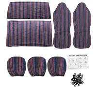 (Purple) 7pcs 5 Seaters Car Seat Covers Protector Cushion Front Rear Linen for Universal Car SUV Trucks