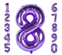 Purple 8 Balloons 40 Inch Purple Large Numbers 0 to 9 Birthday Wedding Anniversary Party Festival Decorations Giant Helium Foil Mylar Big Number Balloons Digital (Number Balloon 8)
