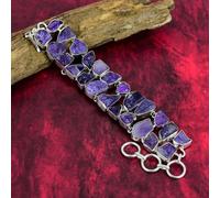(purple, 8 Inches With Adjustable) Rough Amethyst Bracelet Jewelry, 925 Solid Sterling Silver Jewelry Bracelet, Chain Bracelet Attractive Amethyst Jewelry, Handmade Bracelet For Her