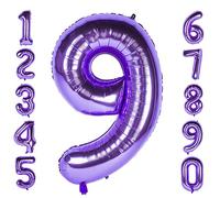 Purple 9 Balloons 40 Inch Purple Large Numbers 0 to 9 Birthday Wedding Anniversary Party Festival Decorations Giant Helium Foil Mylar Big Number Balloons Digital (Number Balloon 9)
