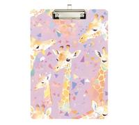 Purple Abstract Giraffe breakable clipboard Waterproof for Personalized clipboards for Teachers Size 9 x 12 Silver