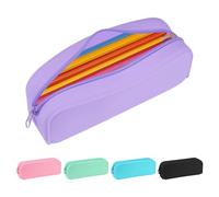Purple Aesthetic Silicone Pencil Case, Small Pouch for Teens, Adults and Secondary School Students, Durable and Lightweight Pencil Bag, Makeup Pouch, Art Supplies Organizer