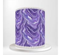 Purple Agate Crystal Geode Marble Swirls Wrap Around Print A4 Edible Paper Icing Sheet Cake Topper Side Ribbon Border Decor for Personalised Themed Decorations