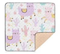 Purple Alpaca Cactus Cute Foldable Baby Play Mat for Indoor Outdoor 1-Piecing Baby Kick Crawling Mat for Baby Kids Toddlers Infants, 50'' x 50''
