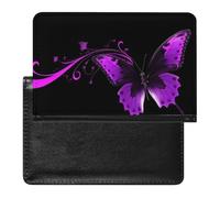 Purple And Black Butterfly Passport Holder with 3 Card Slots, Portable PU Leather Travel Wallet, Slim Protective Cover for Passport, ID, Credit Cards