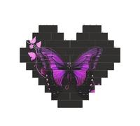 purple and black butterfly Printed Jigsaw Puzzle 10.8x12.8 CM, Heart-Shaped Puzzle Challenging Game for Adults, Fun Decorative Wall Decor