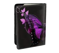 purple and black butterfly Printed Passport Holder - 6.5 x 4.5 Inch RFID Blocking Travel Wallet,Stylish Passport Cover,Lightweight Document Organizer for Cards