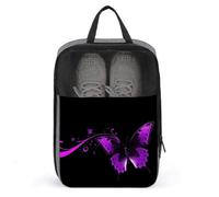 Purple And Black Butterfly Shoe Bag Travel Shoe Organizer Water-Resistant Shoe Pouch with Zipper Sneaker Dust Bag, gray, One Size, Modern