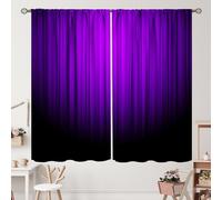 Purple and Black Curtains Funny Striped Ombre Elegant Design Bright Solid Dark Abstract Gradient Blackout Rod Pocket Curtains for Bedroom Living Room Kitchen Window Drapes 2 Panel Set 42x45 Inch