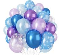 Purple and Blue Balloons, Snowflake Pearl Light Blue Purple Metallic Clear Latex Balloons for Girls Winter Princess Wonderland Christmas Baby Its Cold Outside Baby Shower Birthday Party Decorations